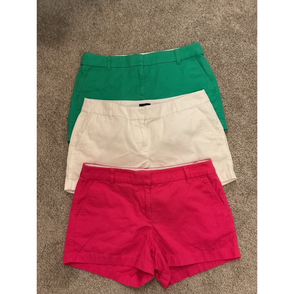 J. Crew Classic Chino 3.5" Inseam Short Bundle (3) Green, Pink, & White, 8 - Picture 2 of 11